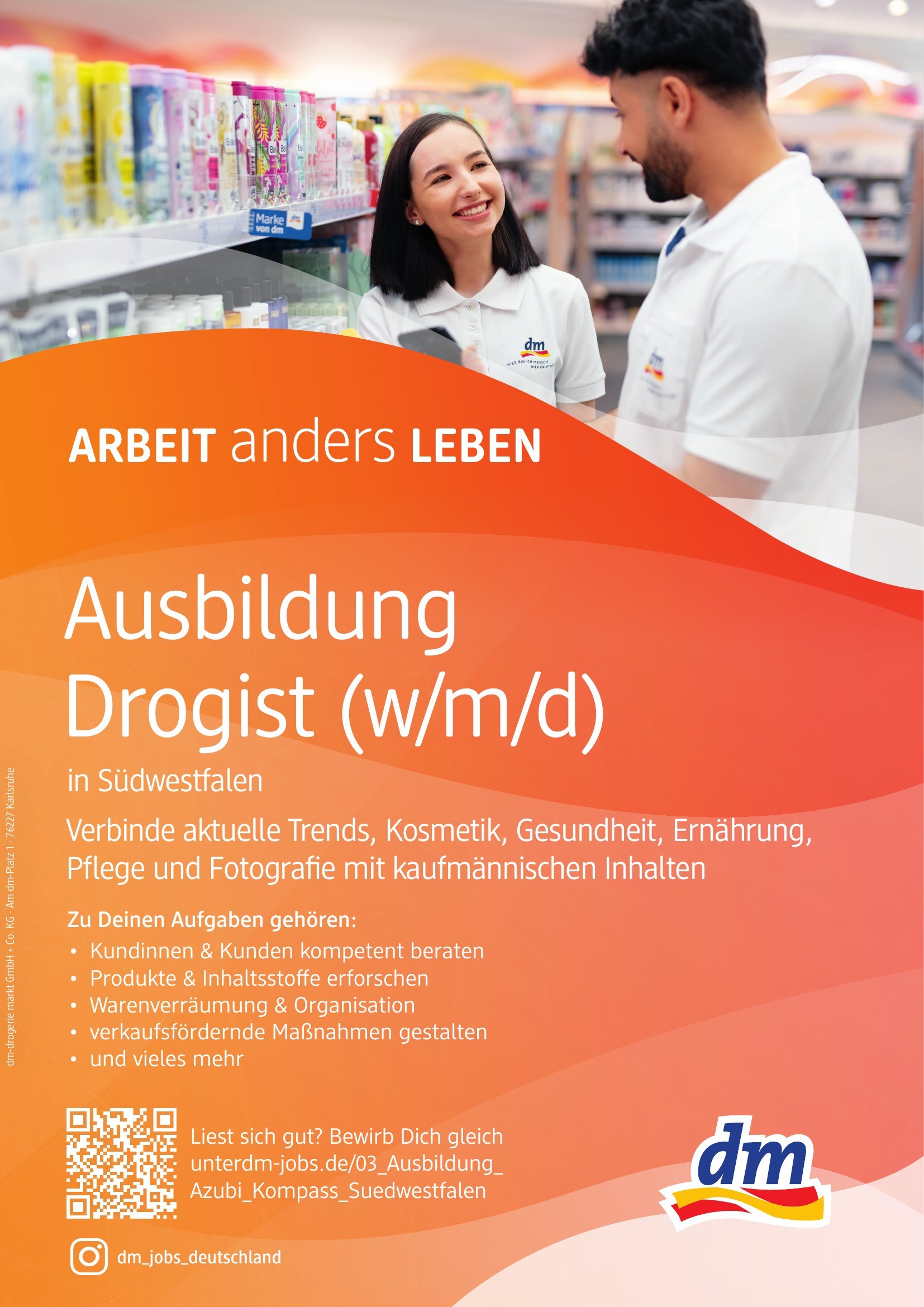 Anzeige dm - Ausbildung Drogist (w/m/d)
